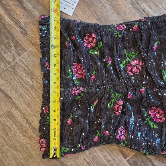 For Love & Lemons Every Rose Sequin Strapless Lined Mini Dress, Size Small - Picture 4 of 11